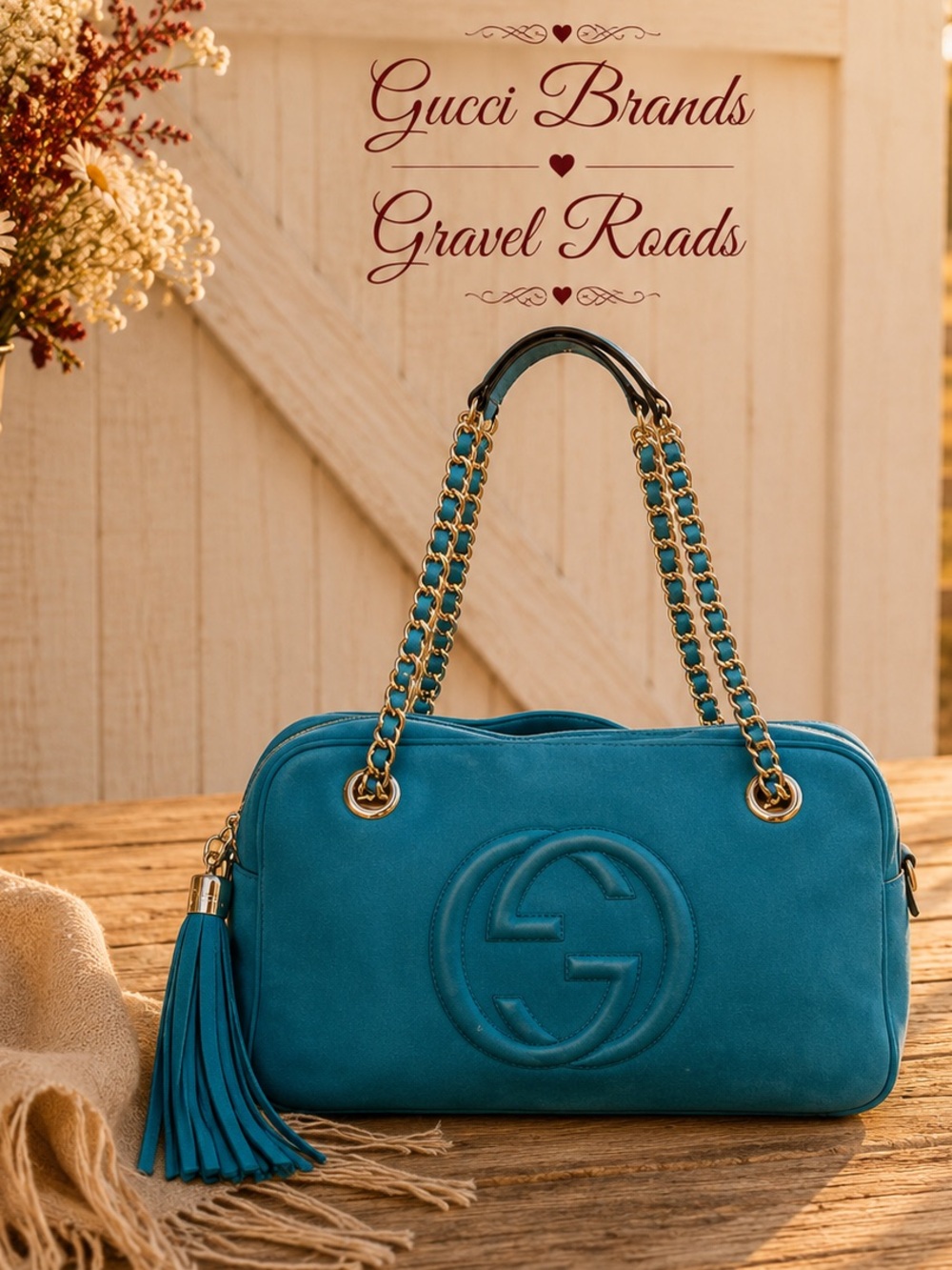 Gucci Soho Blue Nubuck Leather Shoulder Bag